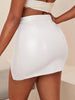 Faux Leather Split Bodycon Skirt, Casual High Waist Solid Mini Skirt, Women's Clothing