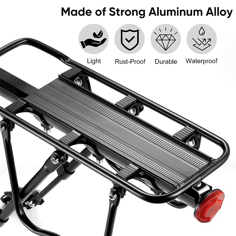 Bicycle Rear Bracket, Bicycle Seat Luggage Rack Holder Carrier For Luggage, Cargo, 90kg/190LB Load, Aluminum Alloy Adjustable Rack With Reflector For Cycling Camping Touring Sport
