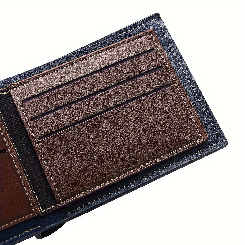 1pc Men's Multi-card Wallet, Horizontal Trendy PU Leather Business Card Holder