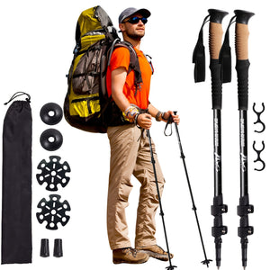 2pcs Durable Telescopic Multifunctional Aluminum Trekking Pole - Perfect for Mountaineering, Hiking, Camping, Fishing & Outdoor Activities!