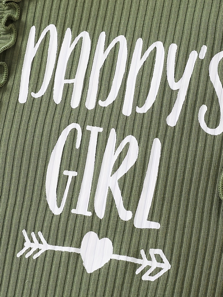 3pcs Baby Girls "Daddy's Girl" Ruffle Sleeve Onesie & Floral Shorts & Headband Outdoor Set outdoor clothes