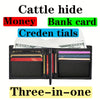 1pc Men's Genuine Leather Wallet, Ultra-thin Multi-functional Card Bag, Large Capacity Top Layer Cowhide Wallet
