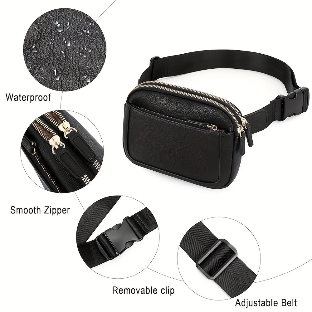 Fashion Crossbody Bag With Adjustable Strap, Lightweight Portable PU Leather Waist Bag Fanny Pack For Outdoor Sports Fitness