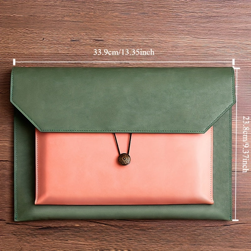 1PC High-Quality Faux Leather Business Document Bag - Spacious Folder Bag with A4 File Storage, Data Bag, and Receipt Storage for Business Professionals and Entrepreneurs - Durable, Stylish, and Organized