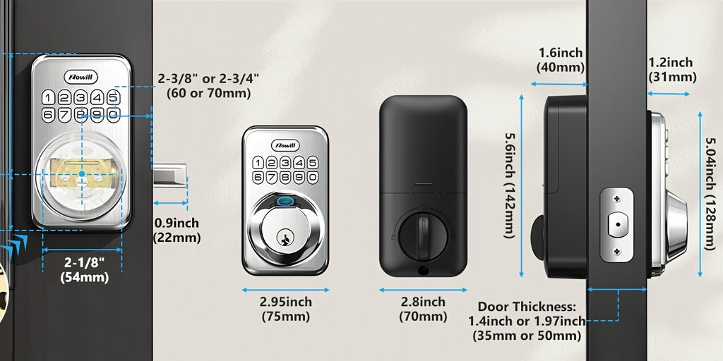 Fingerprint Front Door Lock Set with 2 Handles - Auto Lock & One-Touch Lock, Easy Install, Electronic Keypad Deadbolt, Keyless Entry Door Lock with Handle for Front Door