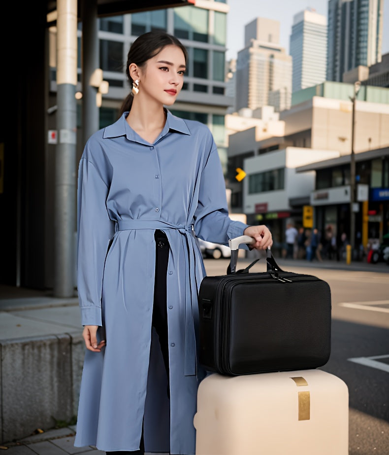 Professional Makeup Artist Cosmetic Organizer Case with Adjustable Dividers - Large Capacity Travel Beauty Suitcase, High Quality-like (No leaks), Portable with Carry/Shoulder Strap, for Women, Makeup Brushes, Toiletries, Jew