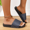 Soft Plaid Slides - Lightweight, Breathable, Comfortable Slip-On Shoes with Soft Fabric Inner, PU Faux Leather Upper, and Anti-Slip PVC Sole for Summer Beach Casual Wear