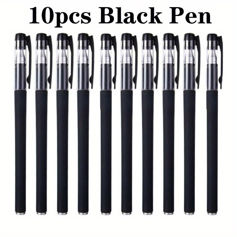 10pcs Premium Gel Pens Set - Black, Blue, and Red Refillable Ink with 0.5mm Bullet Tip - Perfect for School, Office, and Art Projects - Kawaii Stationery Supplies