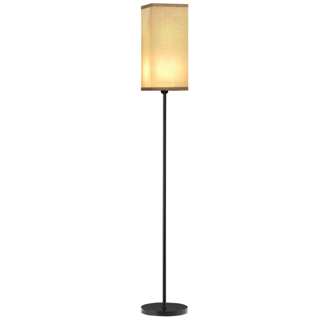 DodiOnline Floor Lamp, Modern Standing Lamp with Linen Shade, Tall Lamps for Living Room, Bedroom, with Foot Switch, Bulb not Included, Black