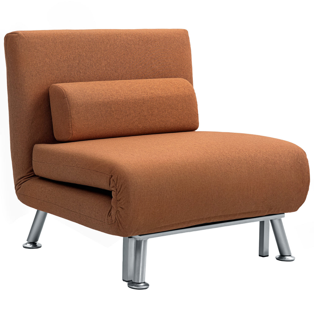 DodiOnline Single Linen-Feel Sleeper Chair - Coffee