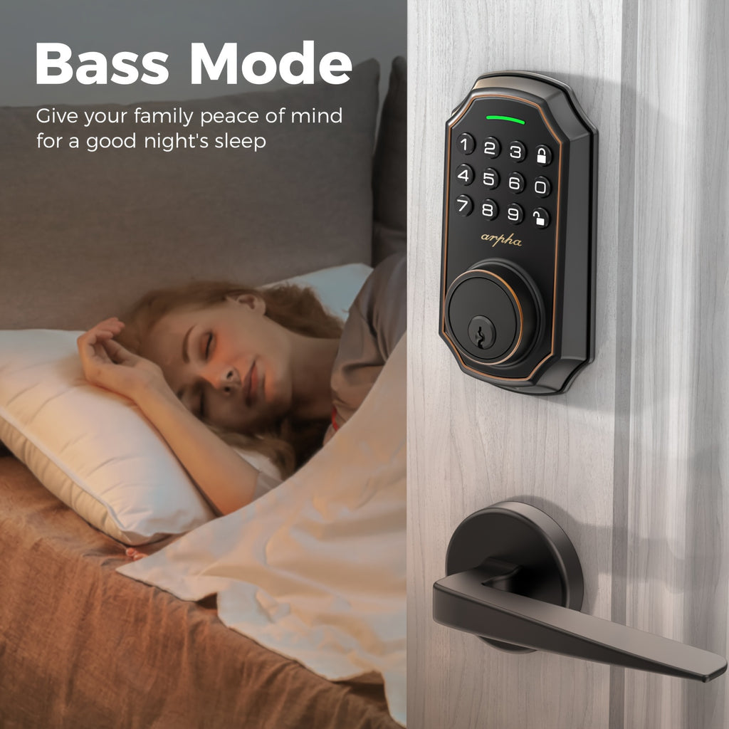 Keypad Door Lock with Handle, Keypad Deadbolt Door Lock, Electronic Keyless Entry, User Pin Code, One Time Code, Mechanical Key, Backlit Keypad, Auto Lock, Long Battery Life (Not Include  Battery), Easy To Install