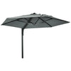 DodiOnline 2.5m Wall Mounted Parasol, Hand to Push Outdoor Patio Umbrella with 180 Degree Rotatable Canopy for Porch, Deck, Garden, 250 cm, Grey
