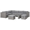 DodiOnline 6 Pieces Outdoor PE Rattan Wicker Corner Sofa Set with 10cm Thick Padded Cushions, Aluminium Conservatory Furniture with Glass Top Coffee Table, Footstools, Grey