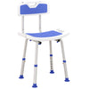 DodiOnline Shower Stool with Backrest, Height Adjustable Shower Chair with Anti-slip Foot Pads, Shower Head Holder, Blue