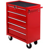 DodiOnline 5 Drawer Tool Chest on Wheels, Lockable Steel Tool Trolley with Side Handle for Workshop, Garage, Red