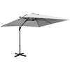 DodiOnline 2.7 x 2.7 m Cantilever Parasol, Square Overhanging Umbrella with Cross Base, Crank Handle, Tilt, 360° Rotation and Aluminium Frame, Grey