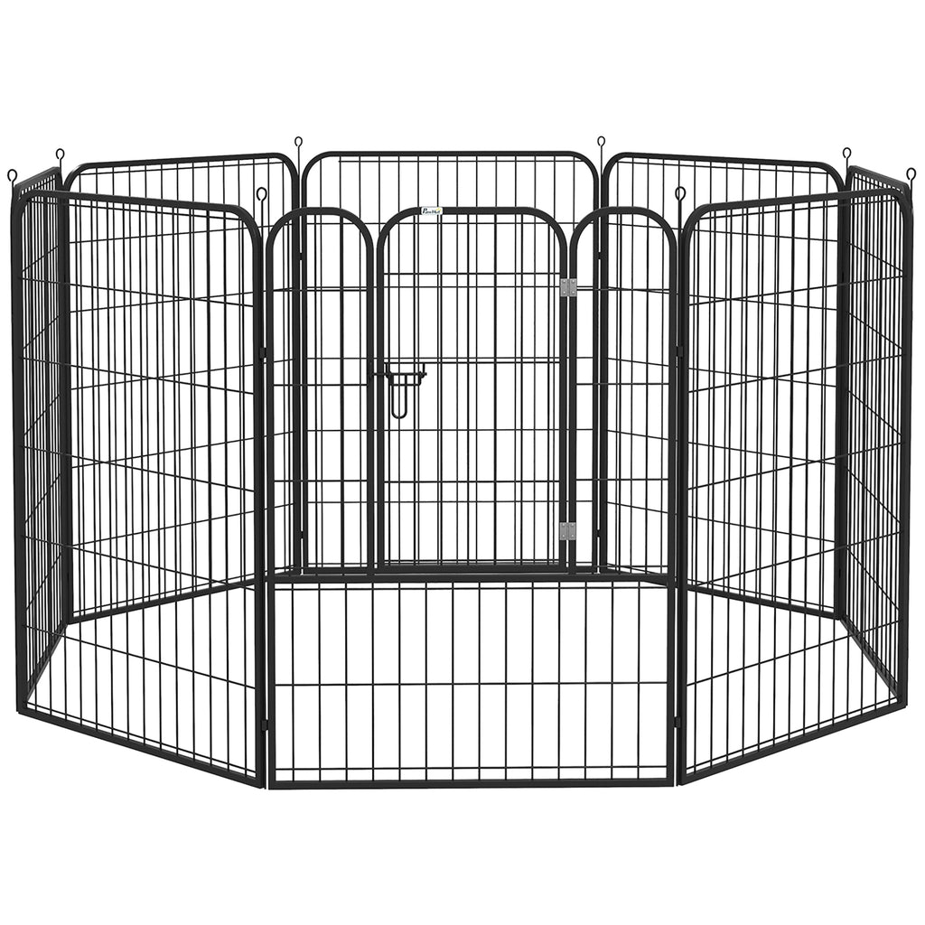 PawHut 8 Panels Heavy Duty Puppy Playpen, for Large, Medium Dogs, Indoor and Outdoor Use - Black