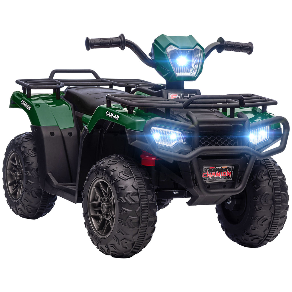 DodiOnline 12V Kids Quad Bike with Forward, Reverse Functions, Ride-On ATV w/ Music, LED, Headlights, for Ages 3-5 Years - Green