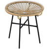 DodiOnline Rattan Side Table, Round Outdoor Coffee Table, with Round PE Rattan and Tempered Glass Table Top for Patio, Garden, Balcony, Beige