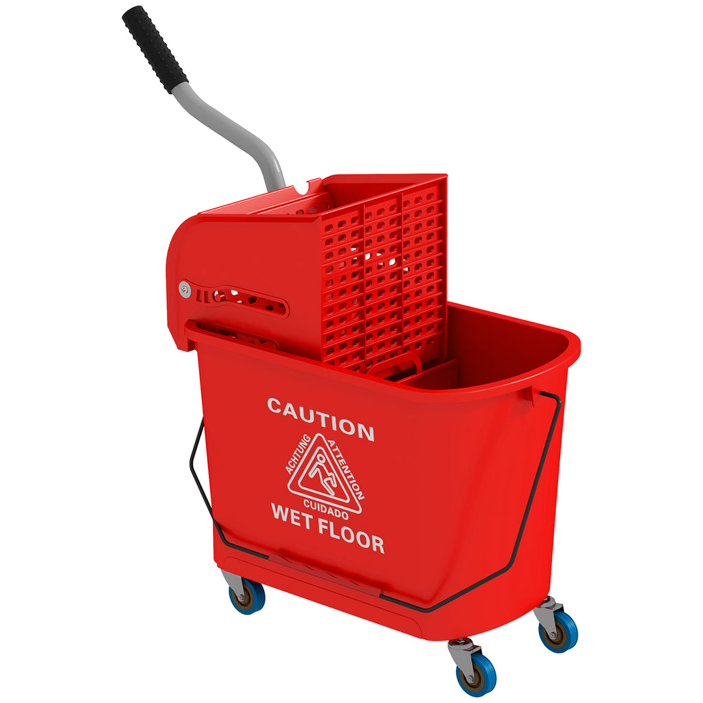 DodiOnline 20L Mop Bucket on Wheels, with Water Separation Panel - Red