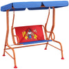 DodiOnline Two Seater Kids Garden Swing, Cowboy Themed kids Swing Chair with Adjustable Canopy, Safety Belts for Outdoor Use