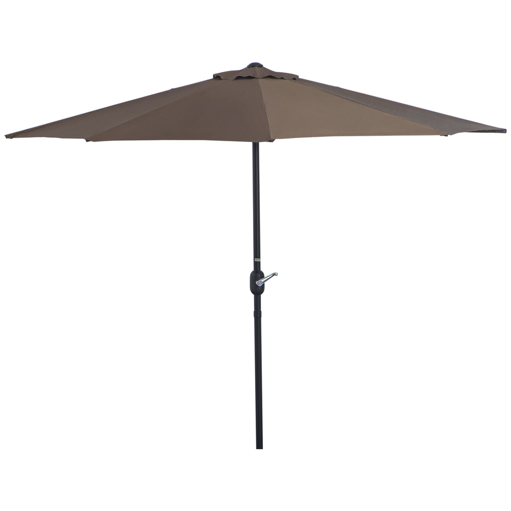 DodiOnline 2.7m Balcony Half Parasol Garden Outdoor Umbrella 5 Steel Ribs - Brown