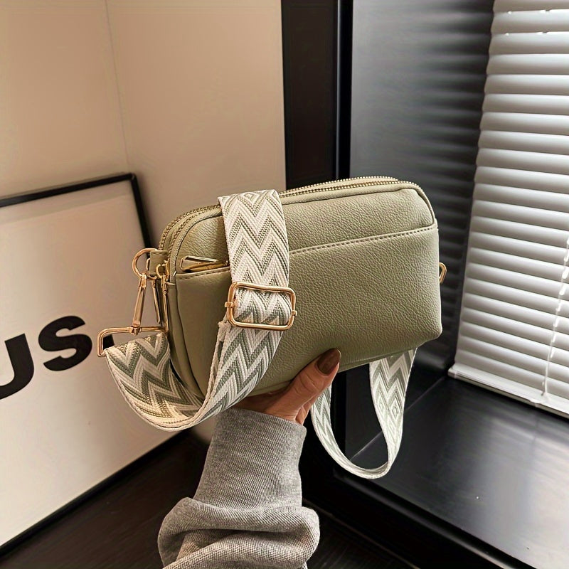 Stylish Square Purse - Women's PU Leather Crossbody Handbag with Wide Strap and Solid Color Design - Perfect for Daily Use and Travel