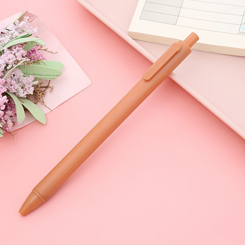 5pcs Vibrant Morandi Color Retractable Press Gel Pens with Medium Point - Ergonomic Signature Writing Experience - Black Ink, Office Stationery Essentials