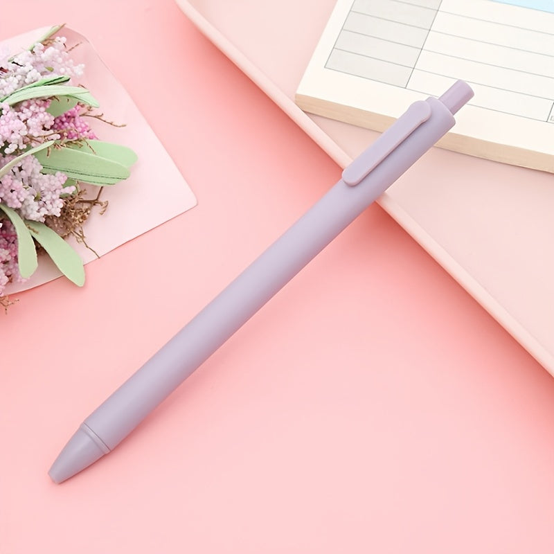 5pcs Vibrant Morandi Color Retractable Press Gel Pens with Medium Point - Ergonomic Signature Writing Experience - Black Ink, Office Stationery Essentials