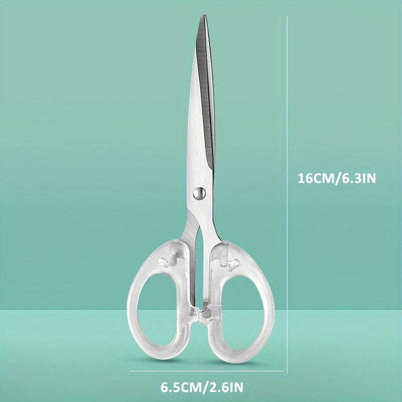 Multi-functional Stainless Steel Precision Scissors with Transparent Handle for Office, School & Crafts