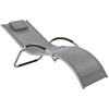 DodiOnline Sun Lounger Reclining Chair Portable Armchair with Pillow for Garden Patio Outside Aluminium Frame, Dark Grey