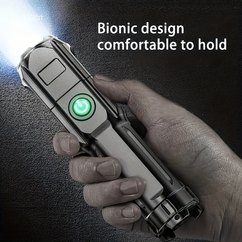 1pc Powerful Zoomable Flashlight, Outdoor Multi-functional Portable Home Small Flashlight, Telescopic Zoom Light ABS Material