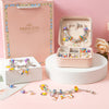 DIY Charm Bracelet Making Kit for Girls - Cute Silvery-Plated Zinc Alloy Beads with Pink Faux Leather Gift Box