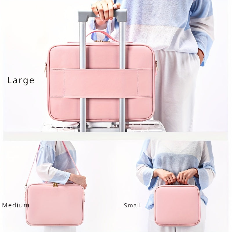 Professional Makeup Artist Cosmetic Organizer Case with Adjustable Dividers - Large Capacity Travel Beauty Suitcase, High Quality-like (No leaks), Portable with Carry/Shoulder Strap, for Women, Makeup Brushes, Toiletries, Jew