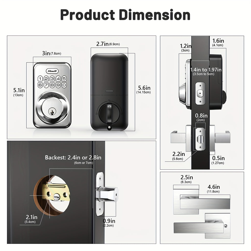 Keyless Entry Door Lock with 2 Lever Handles - Electronic Keypad Deadbolt, Auto-Locking, Anti-Peeping Password, Digital Smart Code, Brushed Aluminum, Battery-Powered (AA Batteries Included), US Standard, Smart Door Lock