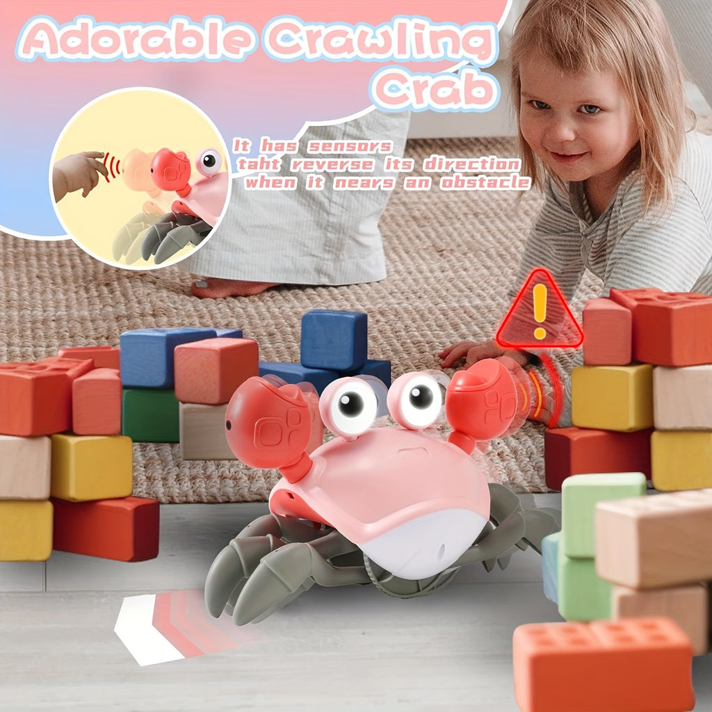 New Electronic Crab Toy - Highly Interactive Play Experience with Irresistible Attraction, Intelligent Obstacle Avoidance, Mesmerizing Color-Changing Lights, Soothing Music with Adjustable Volume, and Enhanced Interactive Exp