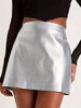 Pu Leather Metallic High Waist Skirt, Elegant A-line Bodycon Skirt, Women's Clothing