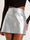 Pu Leather Metallic High Waist Skirt, Elegant A-line Bodycon Skirt, Women's Clothing