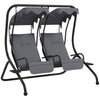 DodiOnline Two-Seat Garden Swing Chair, with Protective Canopy - Grey