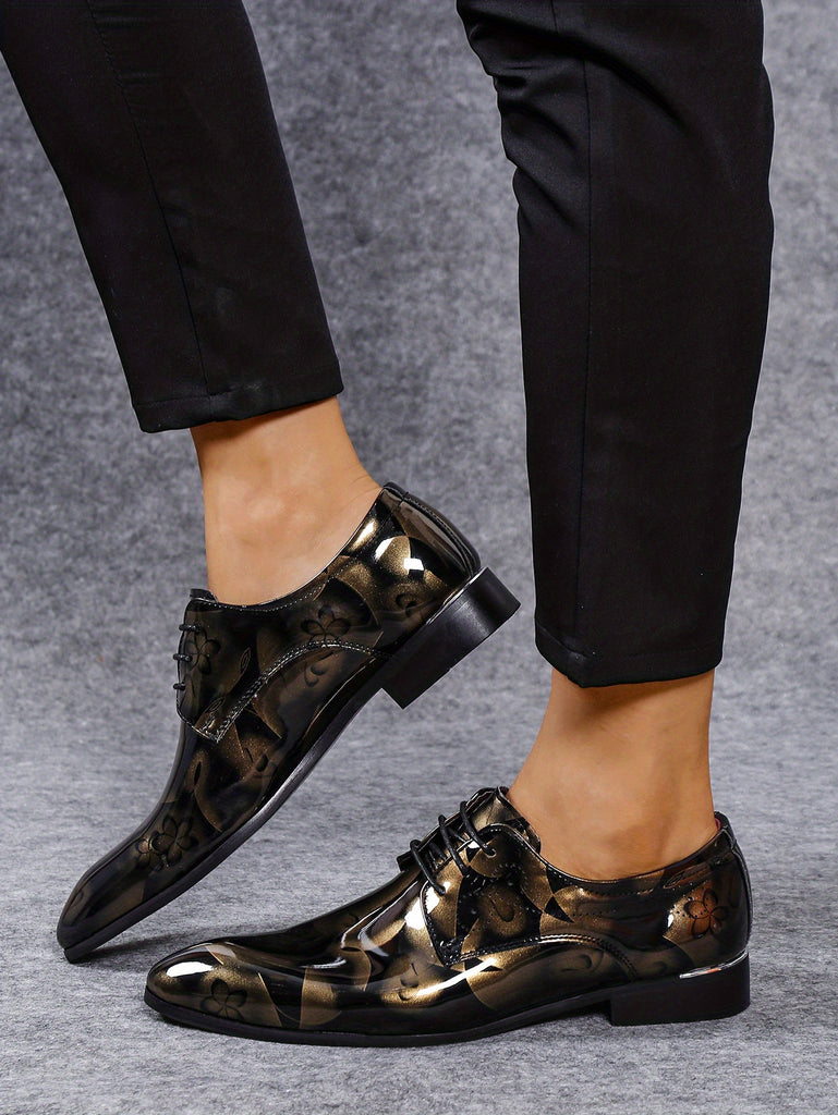 Elegant Men's Oxford Brogue Shoes - Lace-Up Pointed Toe, Durable & Comfortable for Wedding, Business & Office Wear, All-Season Design