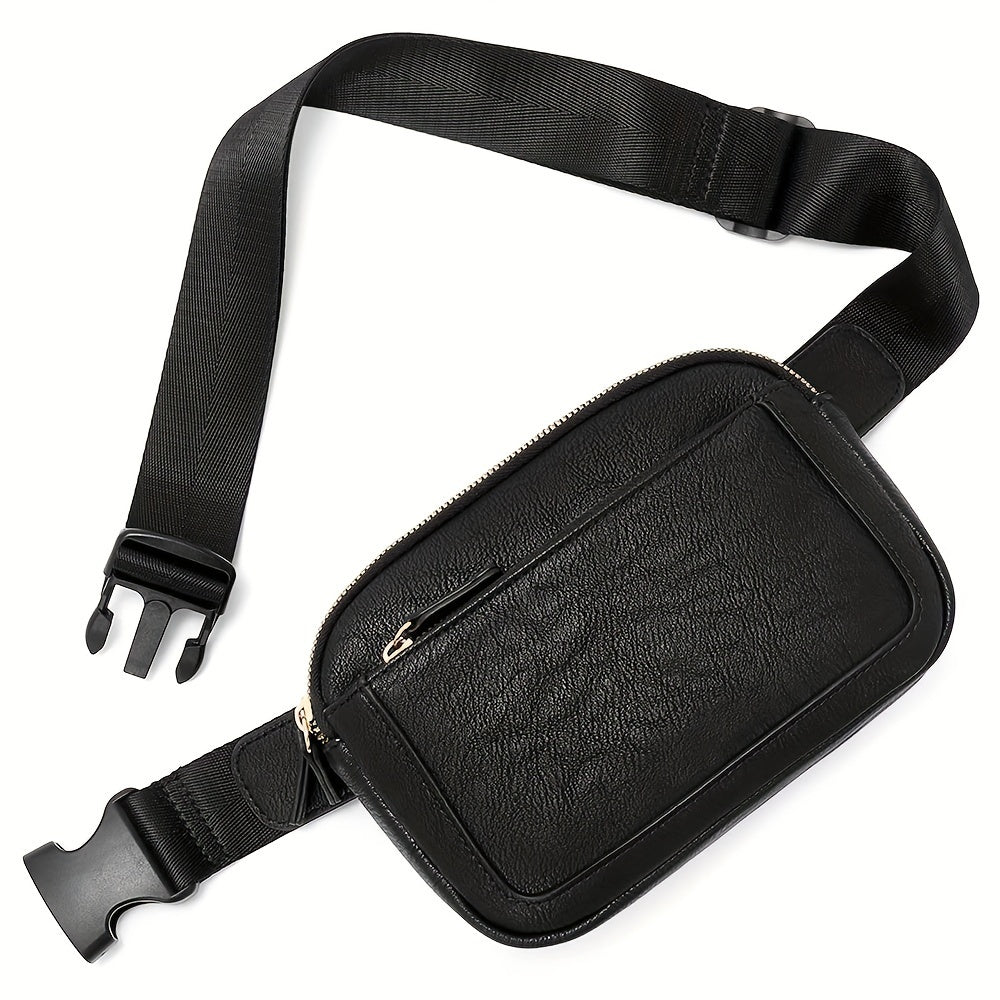 Fashion Crossbody Bag With Adjustable Strap, Lightweight Portable PU Leather Waist Bag Fanny Pack For Outdoor Sports Fitness