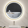 DodiOnline Round Bathroom Mirror with LED Lights, 800mm Backlit Illuminated Bathroom Mirror, Dimmable Wall Mounted Vanity Mirror with Demister Pad, Touch Switch, Time and Temp Display, Gold Tone