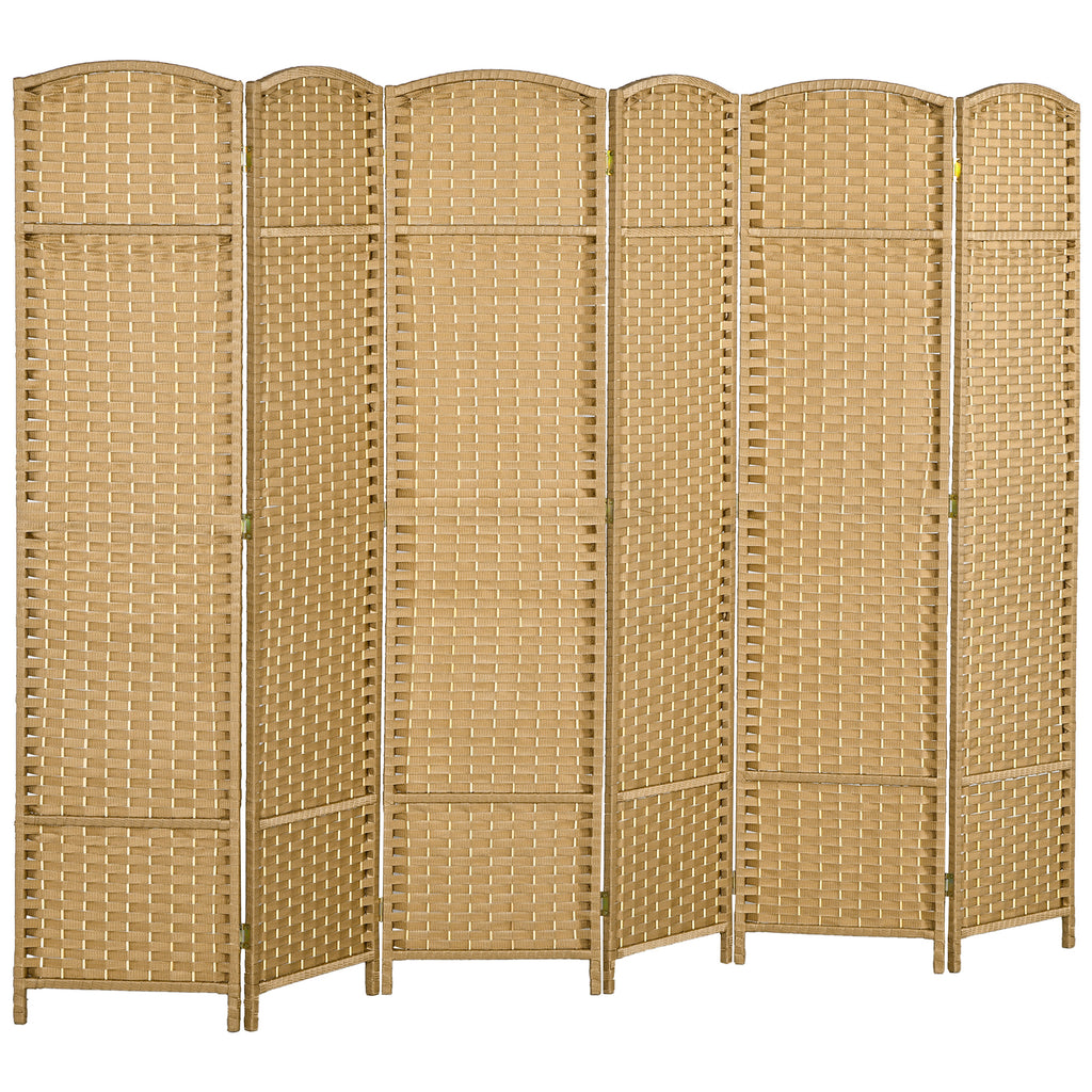 DodiOnline 6 Panel Folding Room Divider, Freestanding Privacy Screen for Living Room, Bedroom and Office, 240 x 170cm, Natural