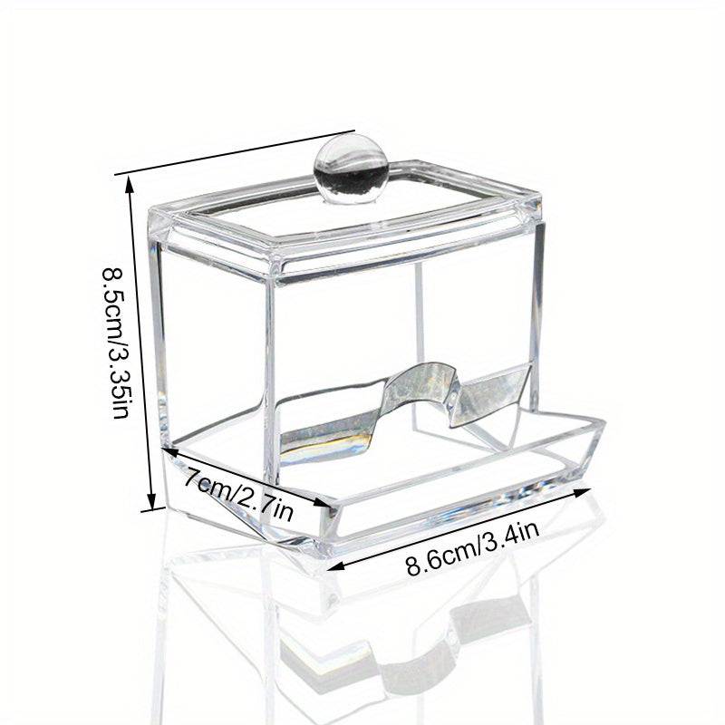 1pc Transparent Clear Cotton Swabs Storage Holder Dispenser - Keep Cotton Pads Organized and Within Reach - Bathroom Storage Container with Lid, Art Supplies Organizer, Space-Saving, Easy to Clean, and Durable