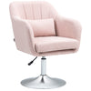 DodiOnline Swivel Linen Fabric Accent Chair for Living Room Contemporary Vanity Armchair with Adjustable Height Thick Cushion Lumbar Support Armrest for Bedroom Office Pink