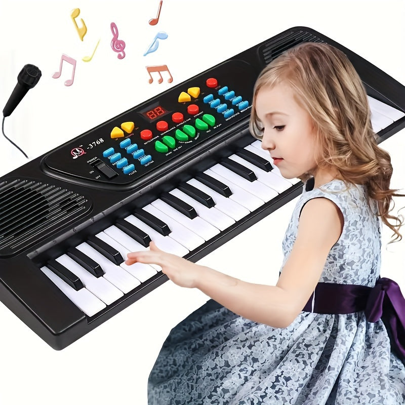 37-Key Portable Electronic Piano Keyboard with Microphone - Christmas & Birthday Gift for Musicians
