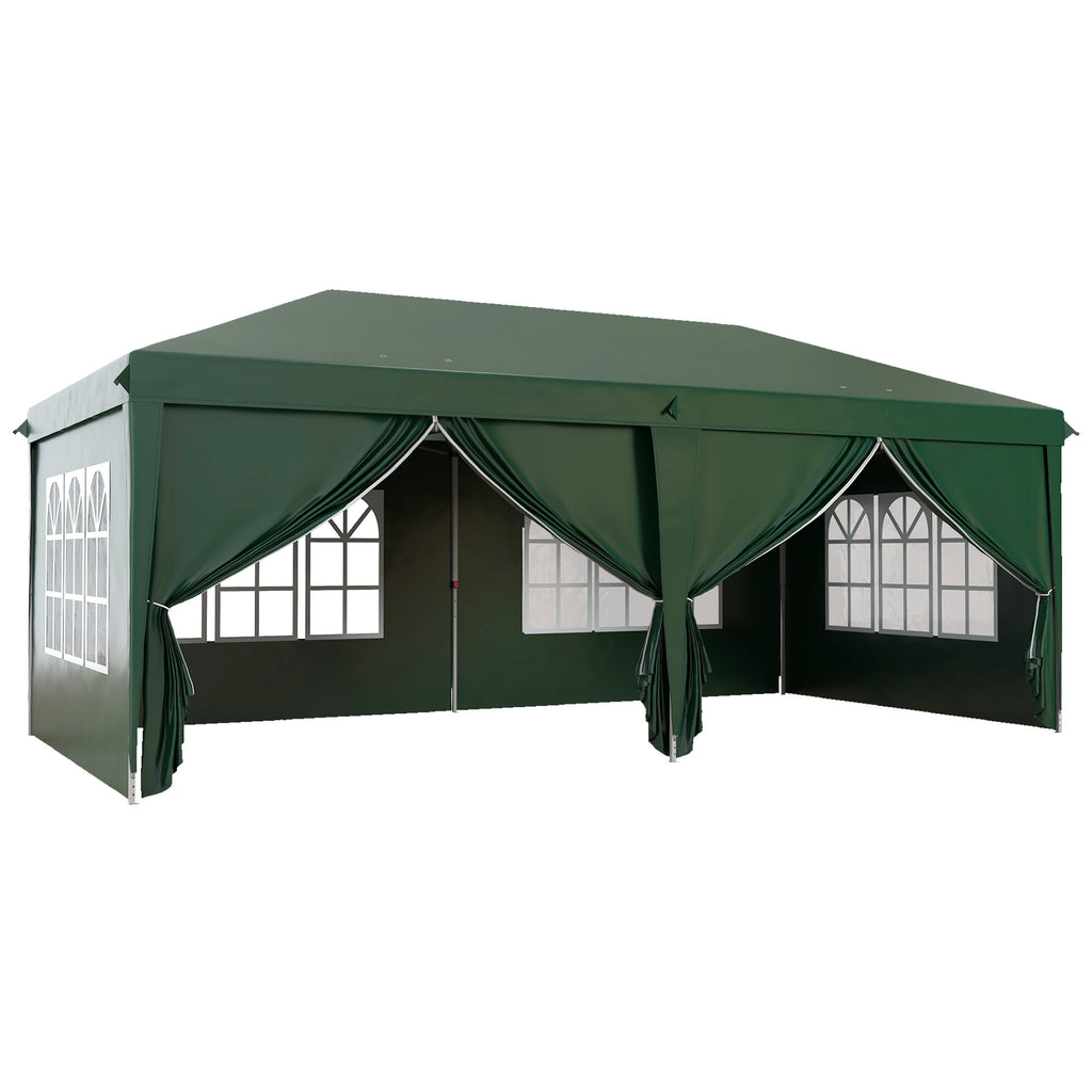 DodiOnline 3 x 6m Pop-Up Gazebo, with Curtain Walls and Windows - Dark Green