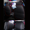 1pc Fit PU Leather Car Seat Cover, Breathable Front Seat Protector with Safety Cushion Compatibility, Sponge Filled, Non-Textile Weaving, Stylish Ergonomic Design with Red Accent Stitching, Available in Black/Brown/Beige/Blue