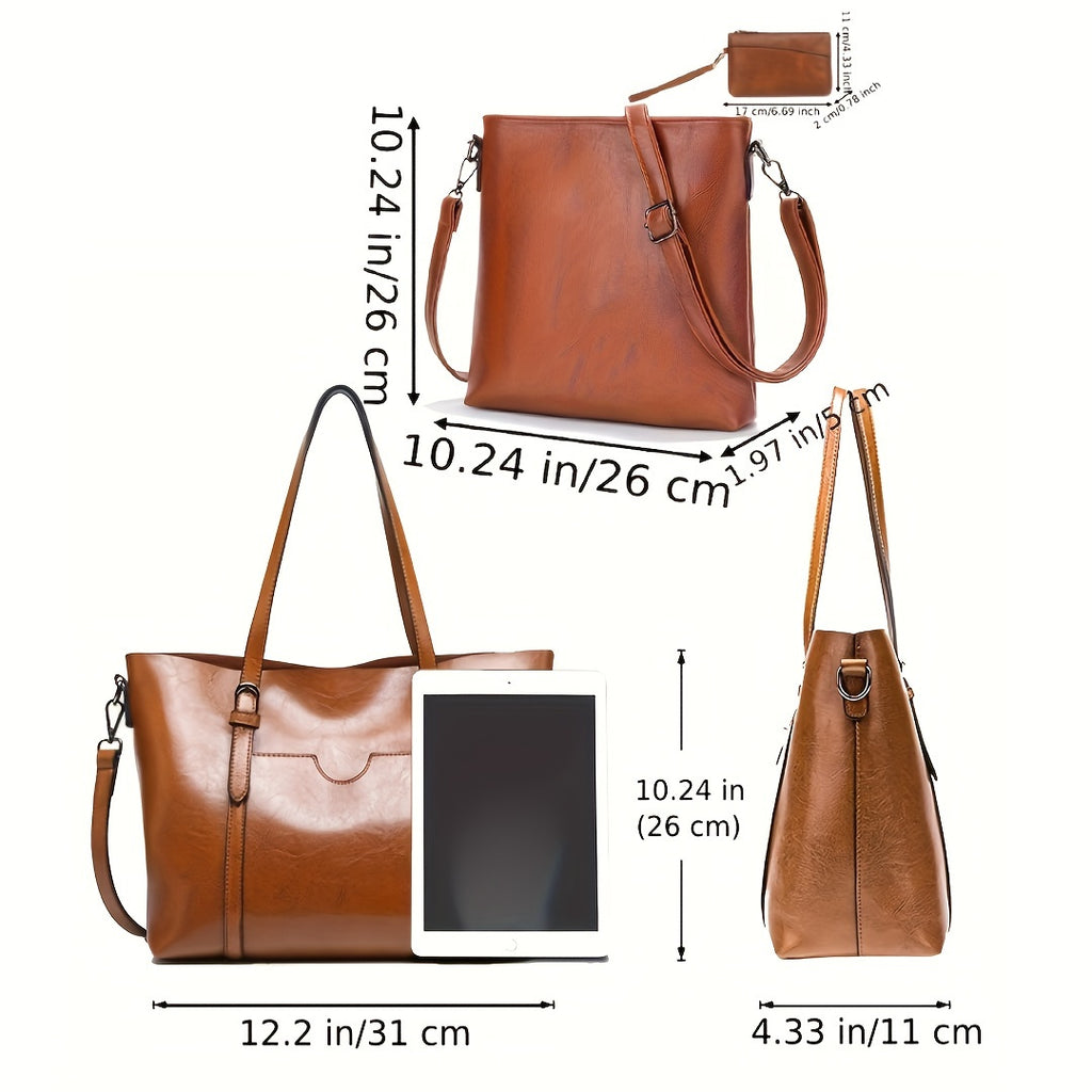 Women'S Professional Work Bag with Zipper Closure - Convertible Handbag/Crossbody Purse, Multiple Compartments & Detachable Strap - Elegant Brown Synthetic Faux Leather-like Texture - for Office, Travel, Everyday Use - Perfec