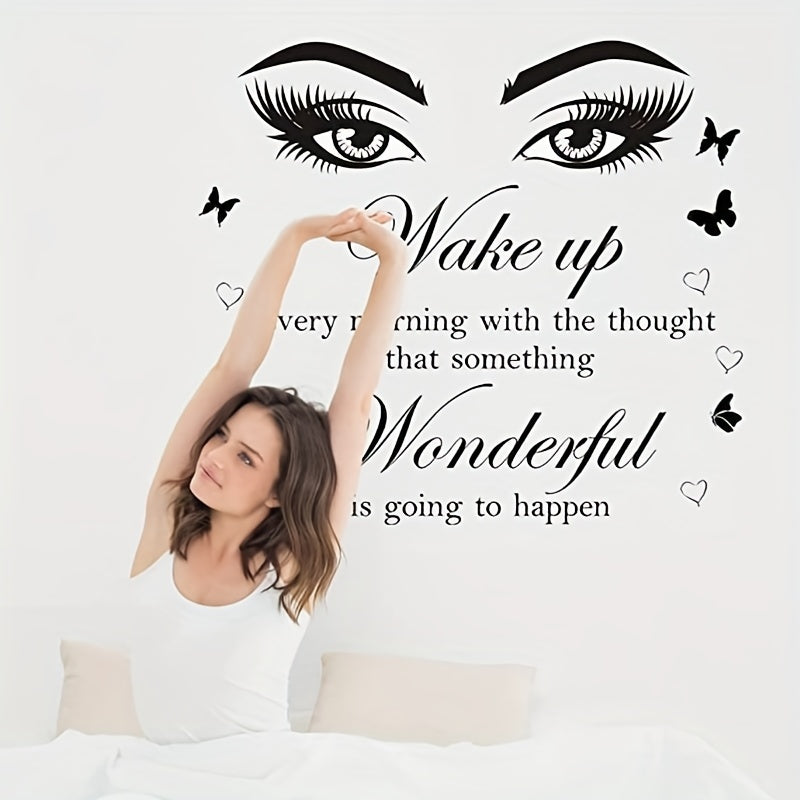 1 Set Inspirational Wall Decal Quotes Vinyl Beauty Eyes Wall Decal Wall Art Decor Sticker Positive Text Alphabet Wall Decal For Women Girls Bedroom Living Room Home Wall Decor